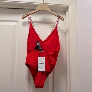Zara Red Women Swim One Piece